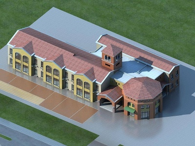 3d简欧欧式幼儿园建筑模型