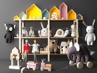儿童玩具公仔布偶玩具柜模型3d模型