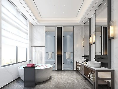 新中式卫生间浴室模型3d模型