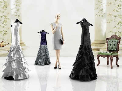 3d服装礼服婚纱模特模型