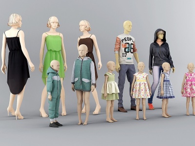 人物女装儿童服装模特模型3d模型