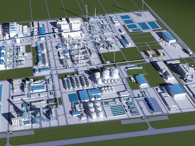 3d现代工业设备厂区厂房模型