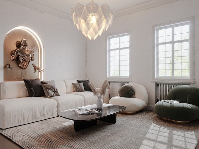 3d现代客厅木沙发模型