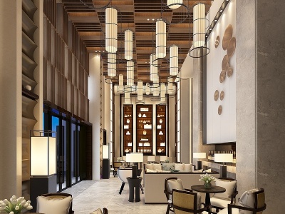 3d东南亚酒店大厅模型