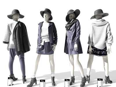 现代女装服装模特模型3d模型