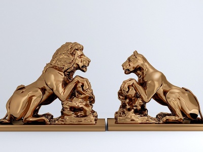 3d狮子雕塑摆件模型