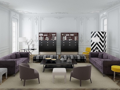 3d现代法式客厅装饰柜模型