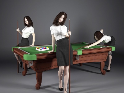 台球桌美女人物模型3d模型