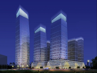 3d现代城市商业综合体模型