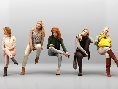 欧式坐姿休闲女人模型3d模型