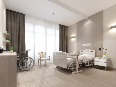 3d医院病房病床轮椅模型