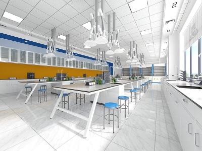 3d化学实验室教室模型