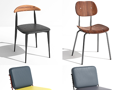 3d北欧单椅餐椅组合模型