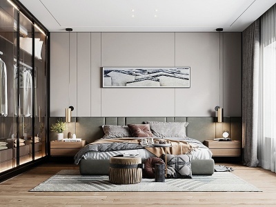 3d现代主人房卧室模型