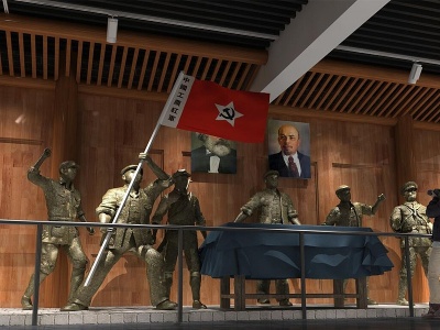 3d中式红军人物雕塑党建展厅模型