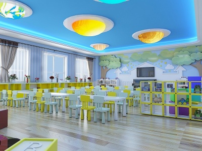 3d现代幼儿园教室模型