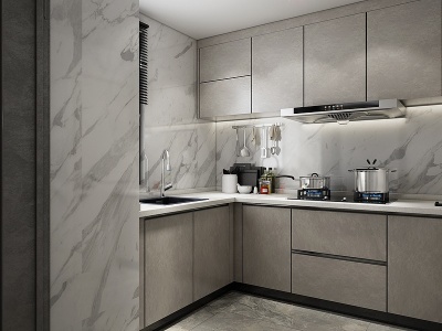 现代厨房橱柜壁柜模型3d模型