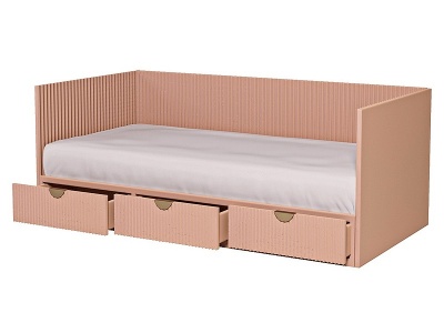 3d现代抽屉半包单人床模型