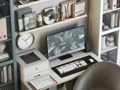 现代家居办公书桌椅模型3d模型