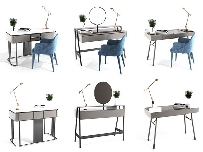 3d现代梳妆台书桌模型