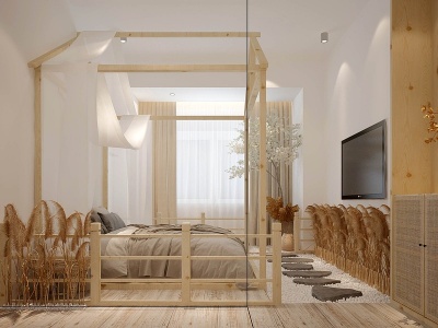 自然风民宿客房模型3d模型