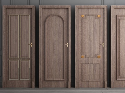 3d欧式实木房间门单开门模型