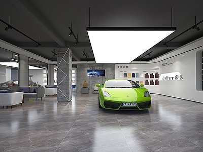 现代汽车展厅4S店洗车保养模型3d模型