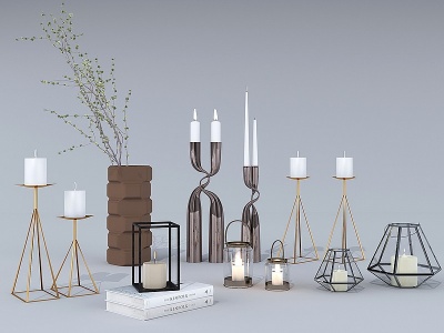 3d现代蜡烛摆件模型