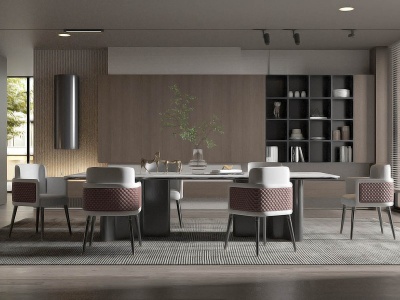 3d现代风格的餐厅模型