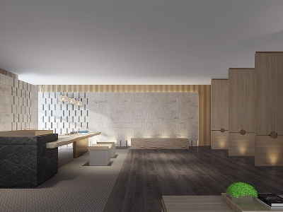 现代酒店会所接待室模型3d模型