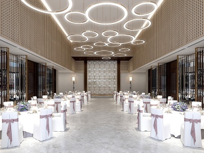 3d新中式酒店宴会厅模型