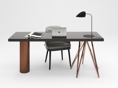 3d现代书桌椅组合模型