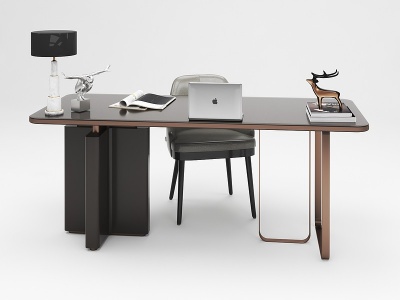 3d现代书桌椅组合模型