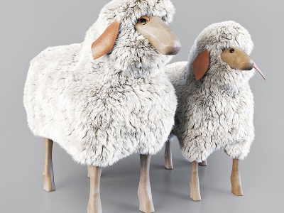 北欧现代儿童绵羊凳子模型3d模型