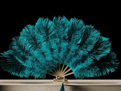 新中式羽毛扇子装饰品模型3d模型
