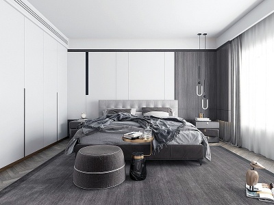 3d北欧现代卧室模型