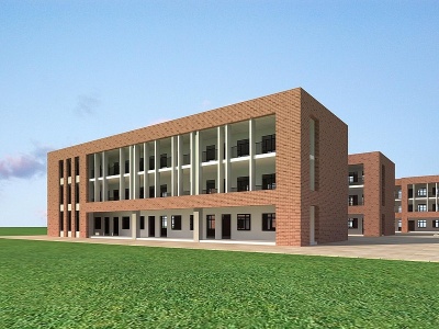现代学校教学楼模型3d模型