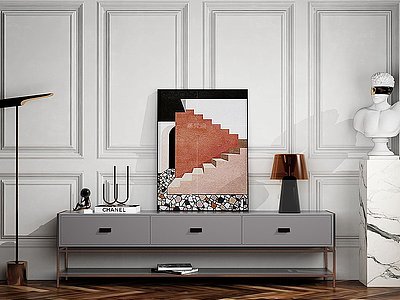 3d现代简欧式电视柜模型