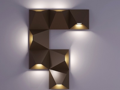 3d现代正方形装饰壁灯模型