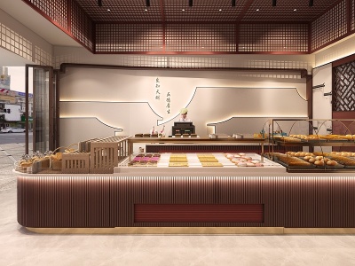 3d新中式甜品面包店模型