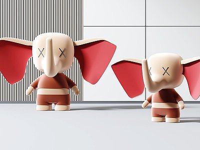 3d现代小飞象雕塑模型