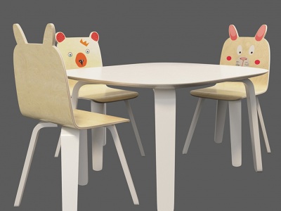 3d现代儿童桌椅组合模型