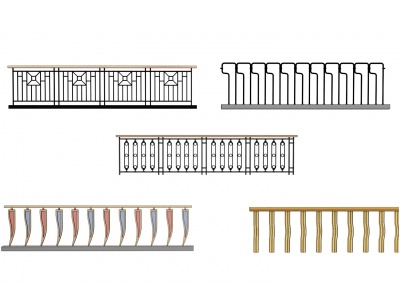 3d欧式金属栏杆护栏模型