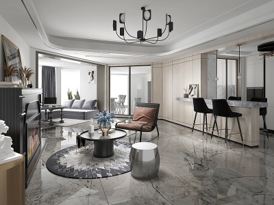 现代客厅公寓客厅模型3d模型