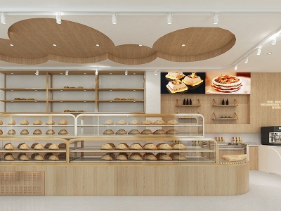 3d现代甜品面包店模型