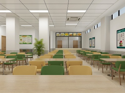 3d现代公司餐厅食堂模型