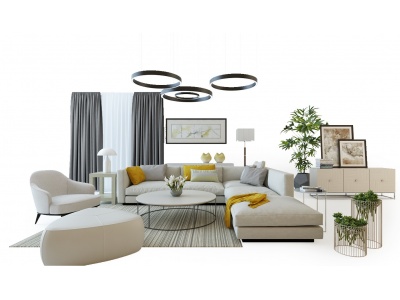 现代沙发组合电视柜模型3d模型