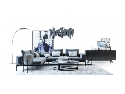 3d现代沙发组合电视柜模型