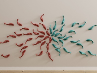 3d现代墙饰装饰品小鱼模型