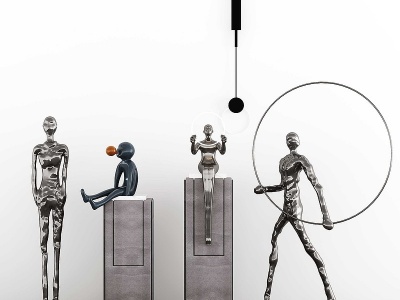 现代抽象金属人物雕塑摆件模型3d模型